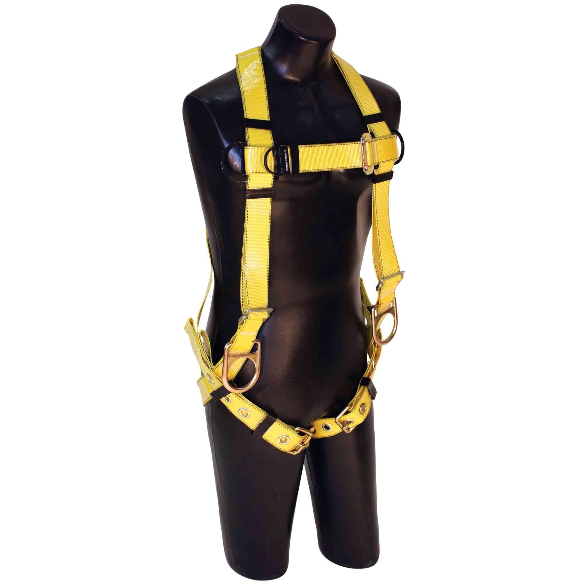 FALL SAFE™ - Safety Harness - A-SERIES™ Polyurethane Coated Web - Vest-Style Positioning - Back / Side, Pass Through, Tongue Buckle - Size: Big Boy - Model # 802605